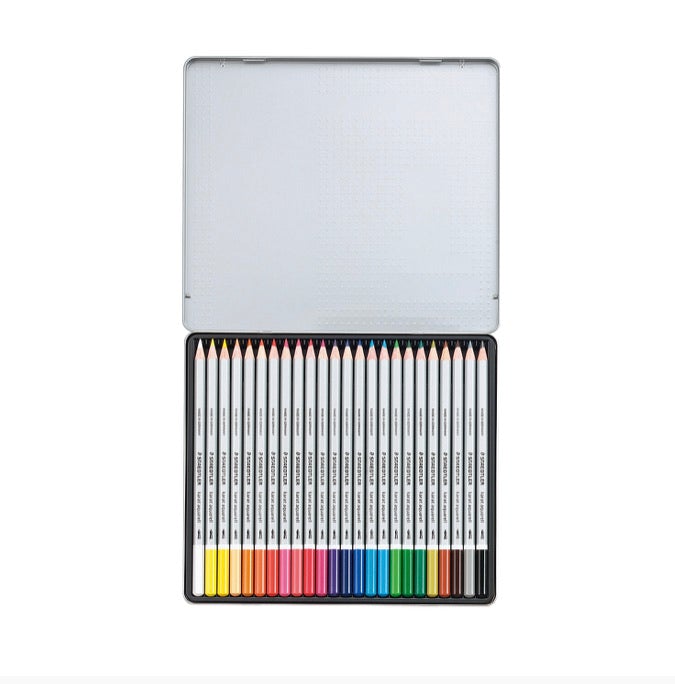 Staedtler Karat Aquarell Colour Pencils Metal Box Set - SCOOBOO - 125 M24 - Watercolour Pencils
