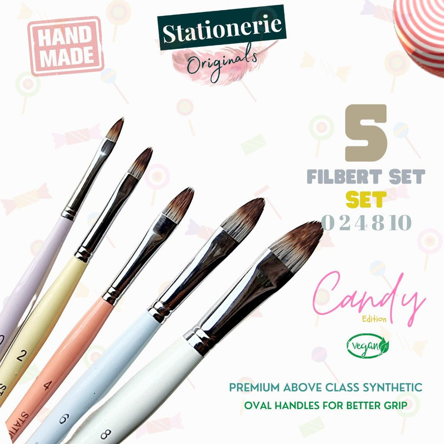 Stationerie Candy Filbert Brush Set of 5 - SCOOBOO - Paint Brushes & Palette Knives