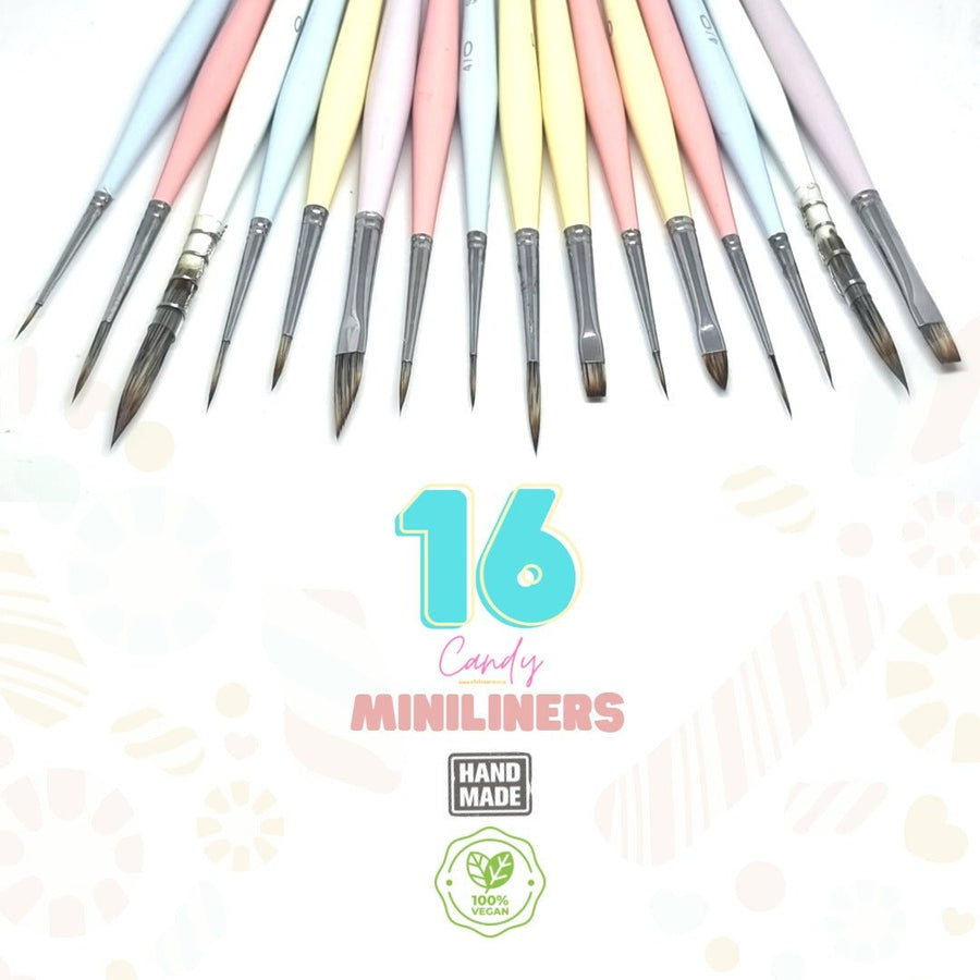 Stationerie Candy Miniliners Brush Set of 16 - SCOOBOO - Paint Brushes & Palette Knives