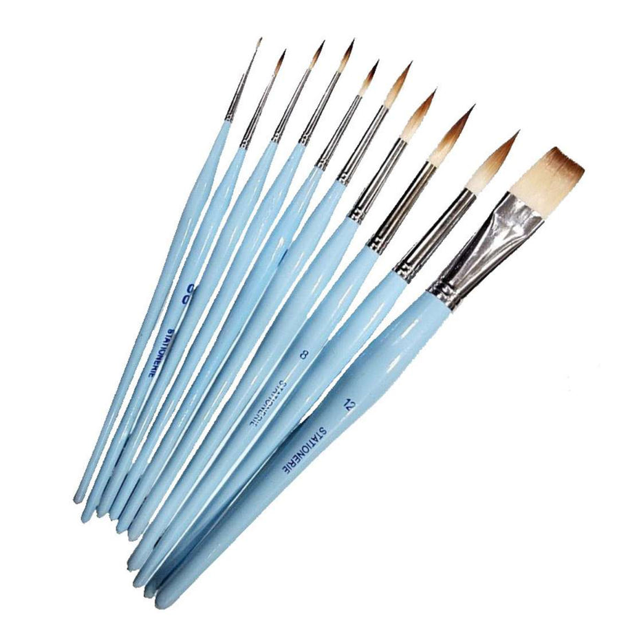 Stationerie Handcrafted Signature Hybrid Set Of 10 Salwood - SCOOBOO - Paint Brushes & Palette Knives