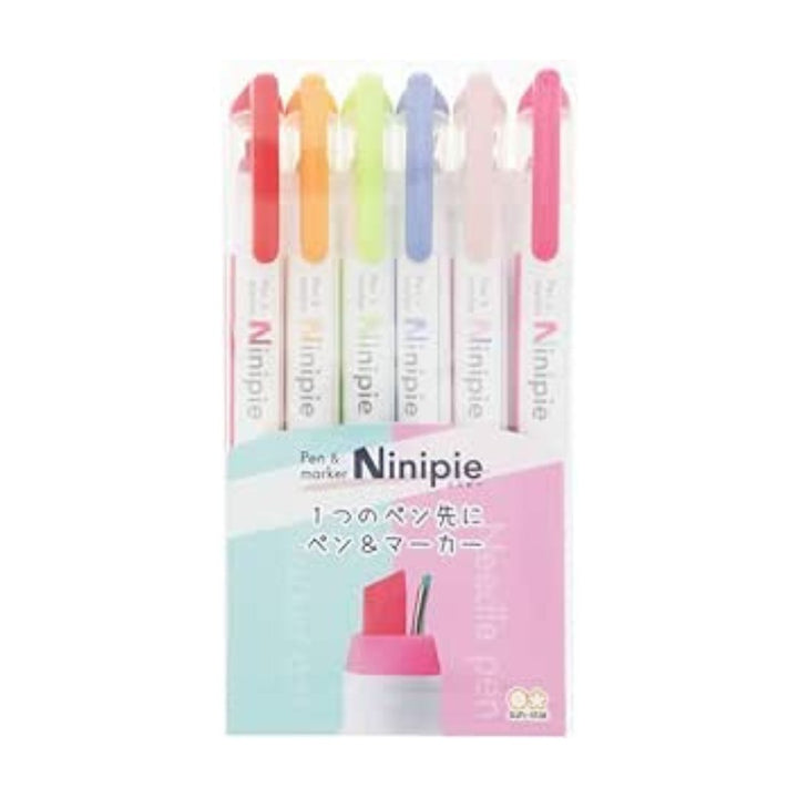 Sun Star Pen & Marker Ninipie- Pack of 6 - SCOOBOO - S4591755 - Highlighter