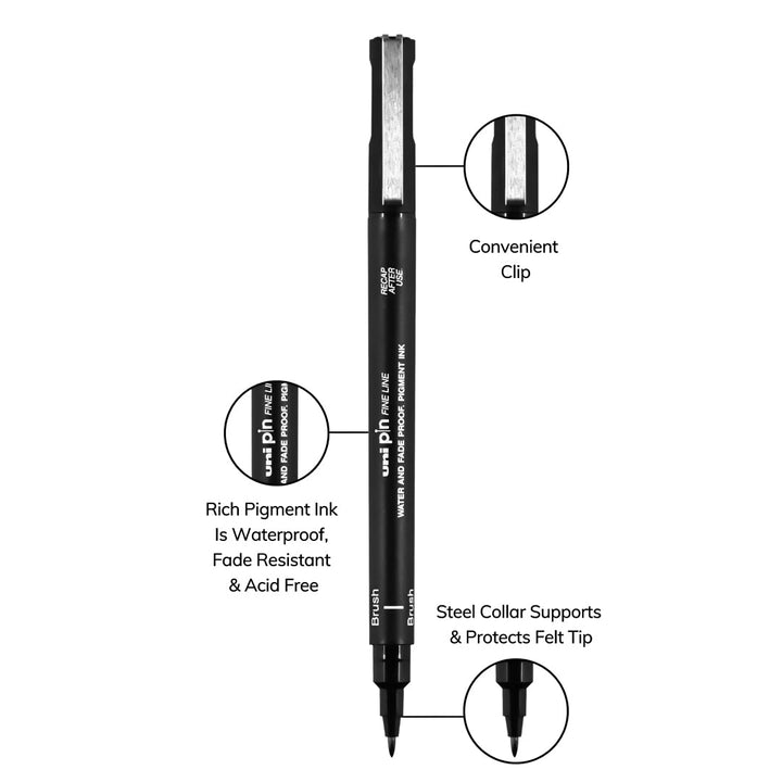 Uniball Pin Black Fineliners Set Of 12 - SCOOBOO - PIN-200 - Fineliner