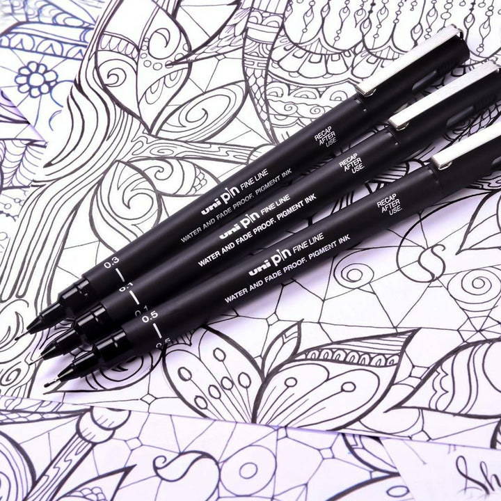 Uniball Pin Black Fineliners Set Of 12 - SCOOBOO - PIN-200 - Fineliner