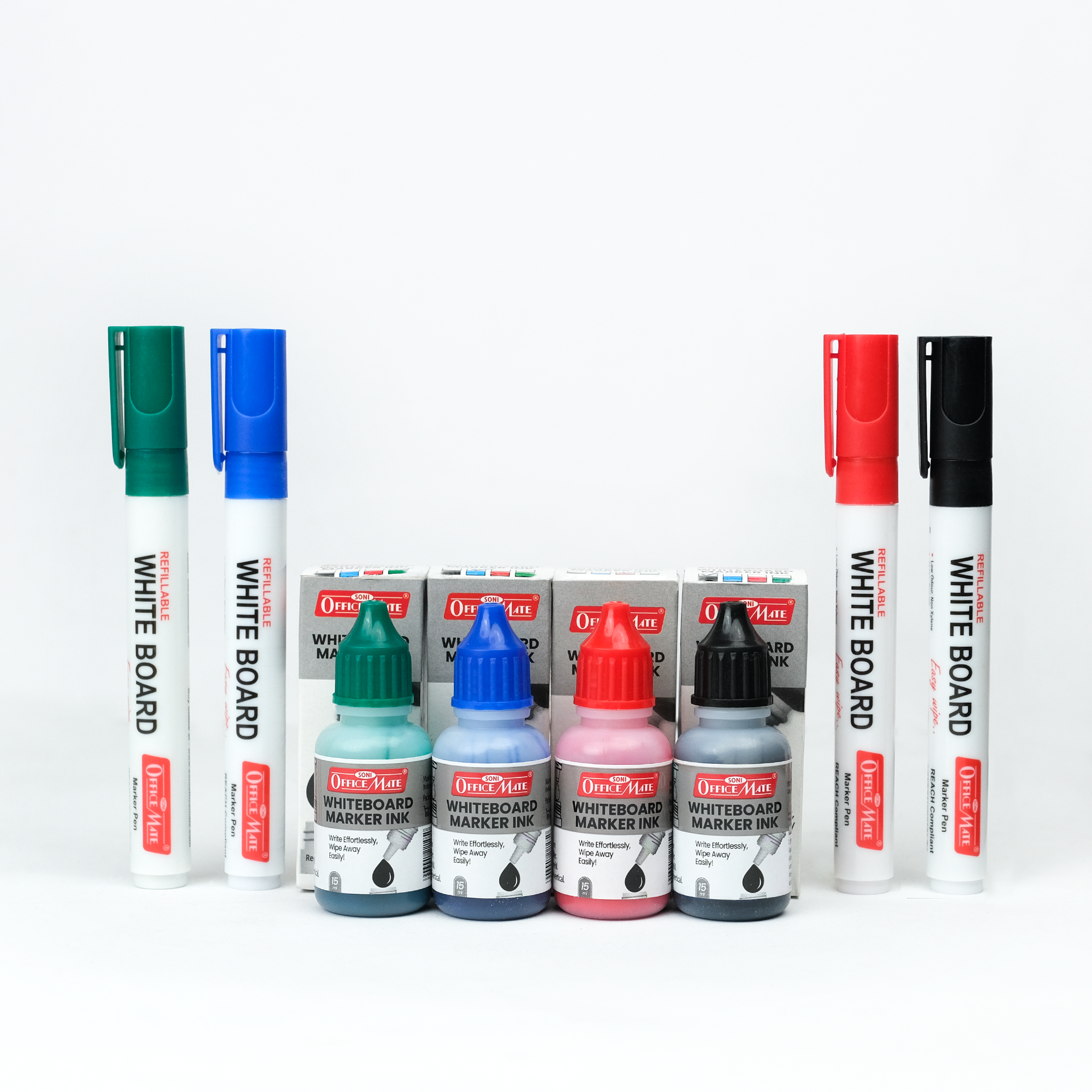 Soni Officemate Whiteboard Multicolor Combo (4 Whiteboard Markers + 4 Marker Inks )