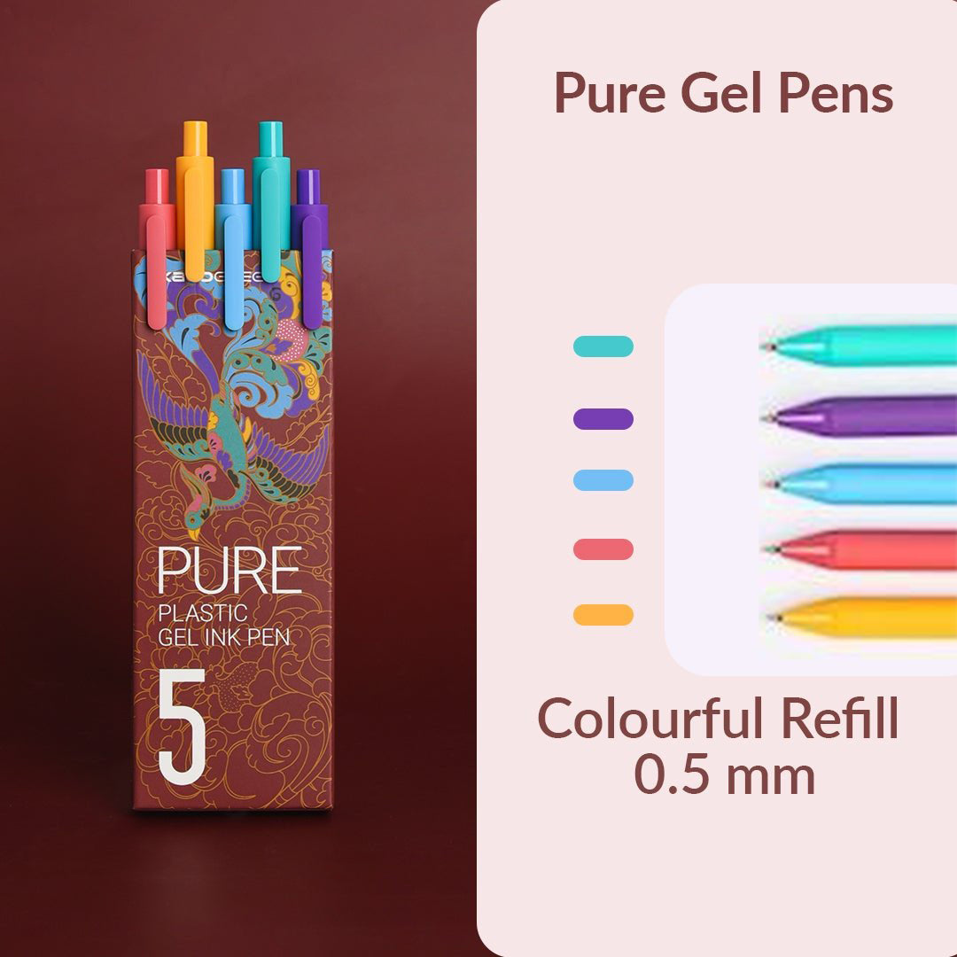 Kaco Pure Macaron Gel Pens - Set of 5 - Assorted Colours