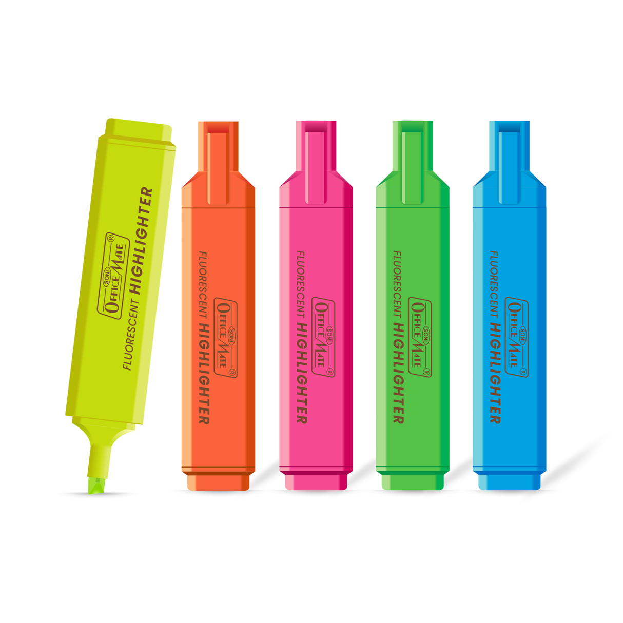 Soni Officemate Fluorescent Highlighters - Pack of 5
