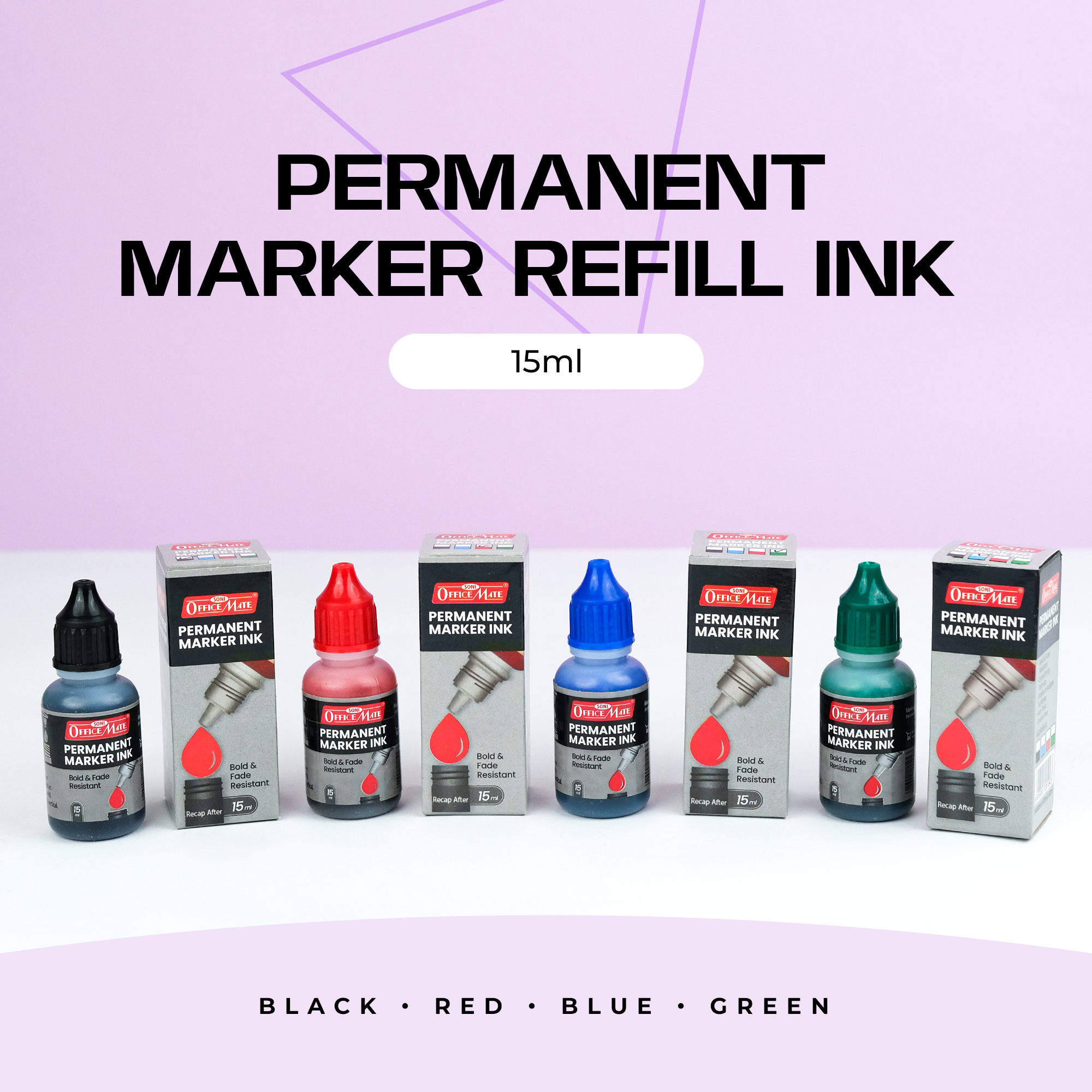Soni Officemate Permanent Marker Ink Bottle Sets