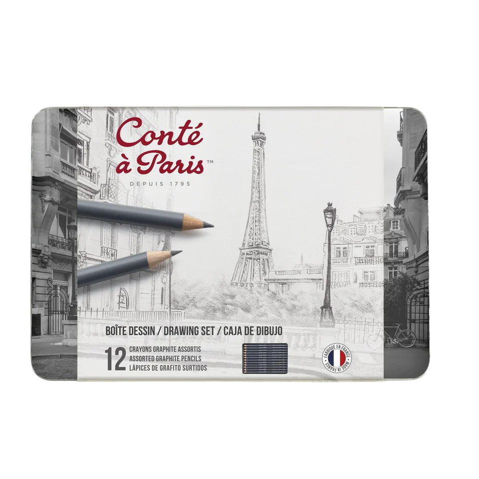 Conte a Paris Assorted Graphite Pencil Drawing - Set of 12