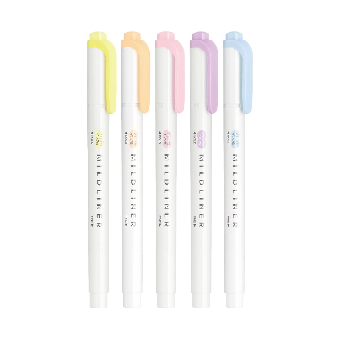 Zebra Mildliner Dual-Tip Brush Pen Set x 5