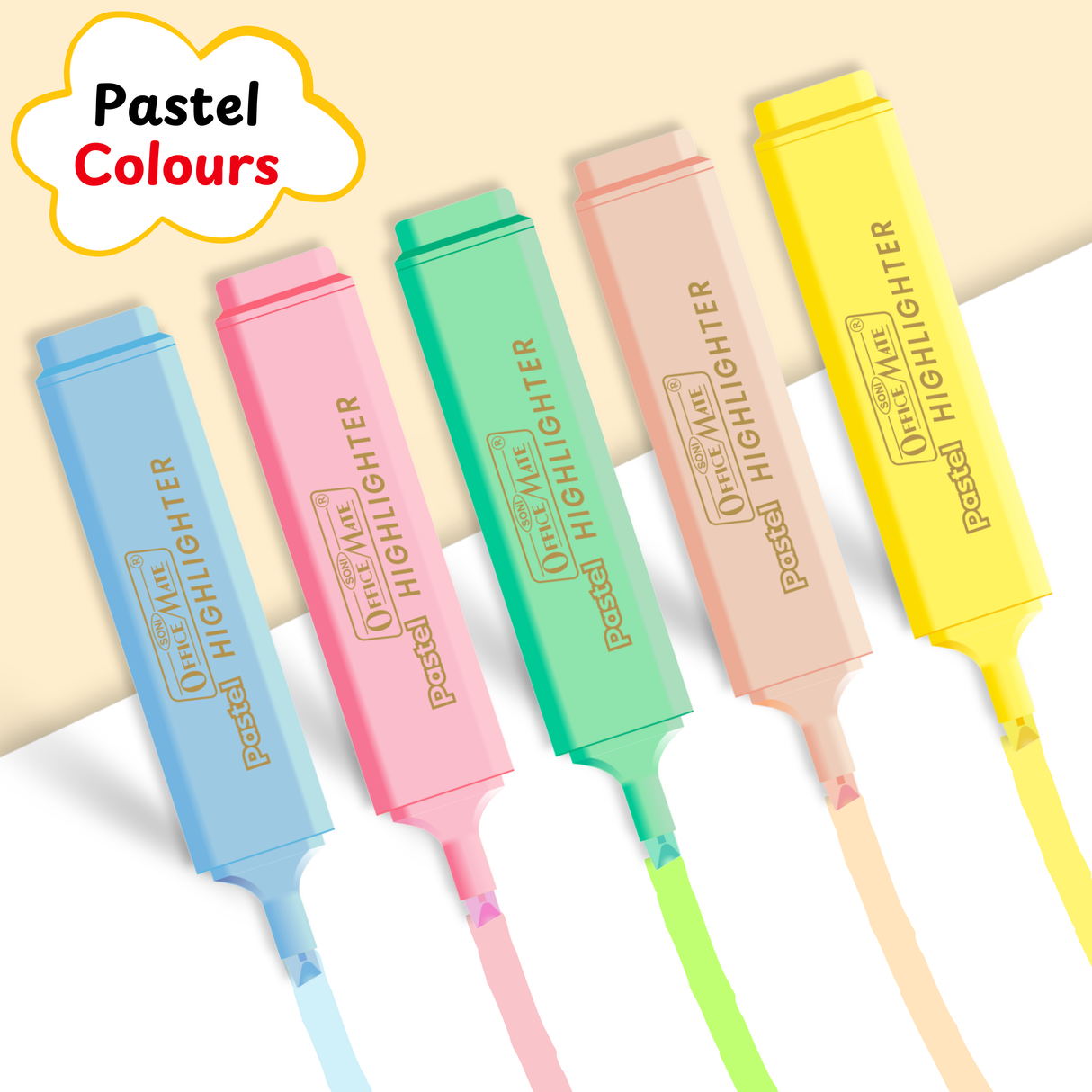Soni Officemate Pastel Highlighters – Pack of 5