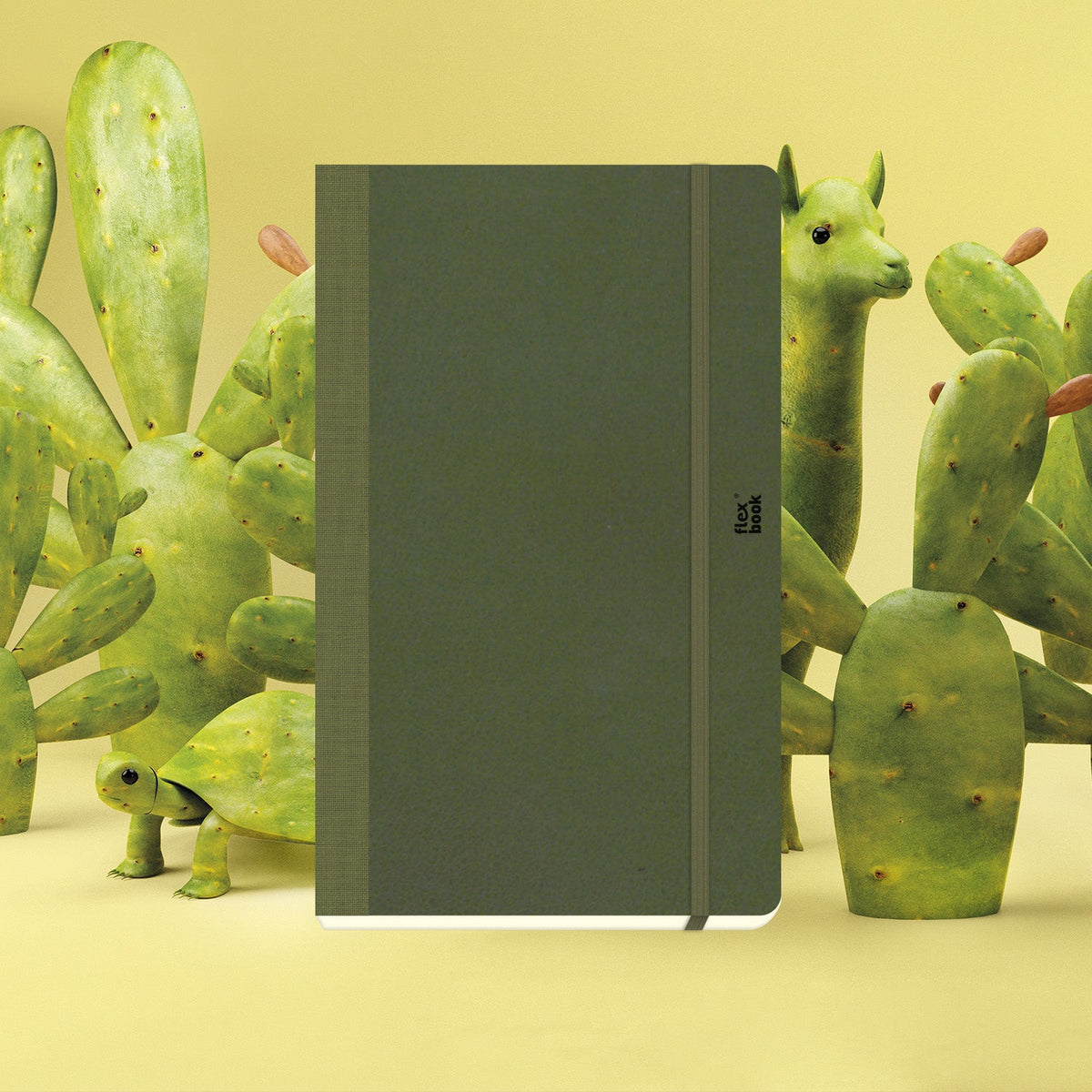 Flexbook A5 Medium Size Ruled Lined Notebook 192 Pages - Green Cactus Leaves