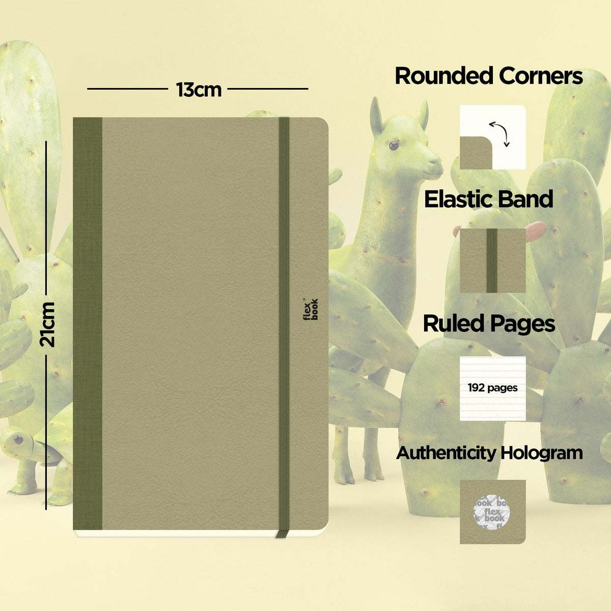 Flexbook A5 Size Ruled Eco Notebook 192 Pages - Desert Sand Cactus