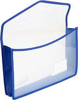Worldone Flexi Document Case Button Folder Transparent Blue - Pack of 2