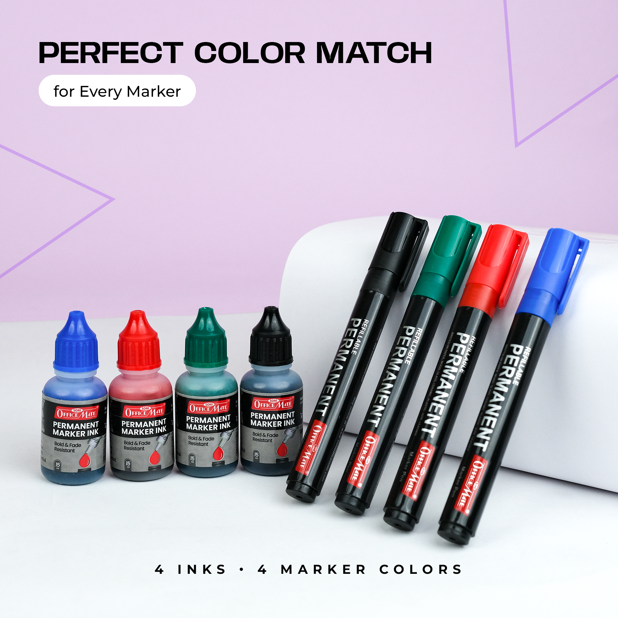 Soni Officemate Permanent Marker Ink Bottle Sets