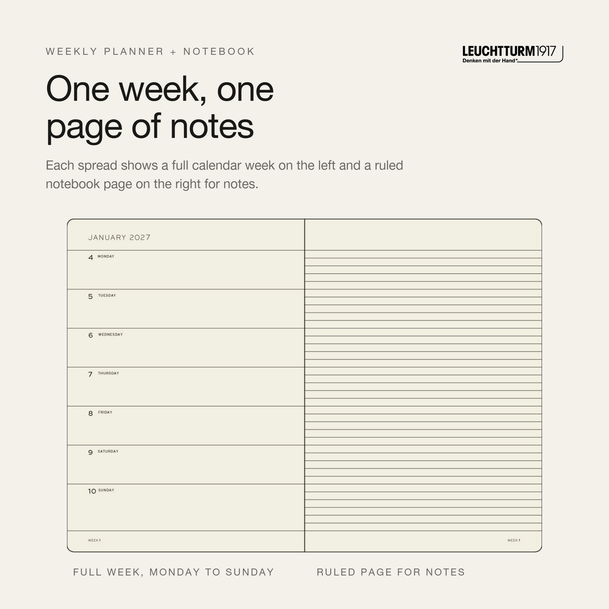 Leuchtturm1917 2027 A4+ Weekly Planner