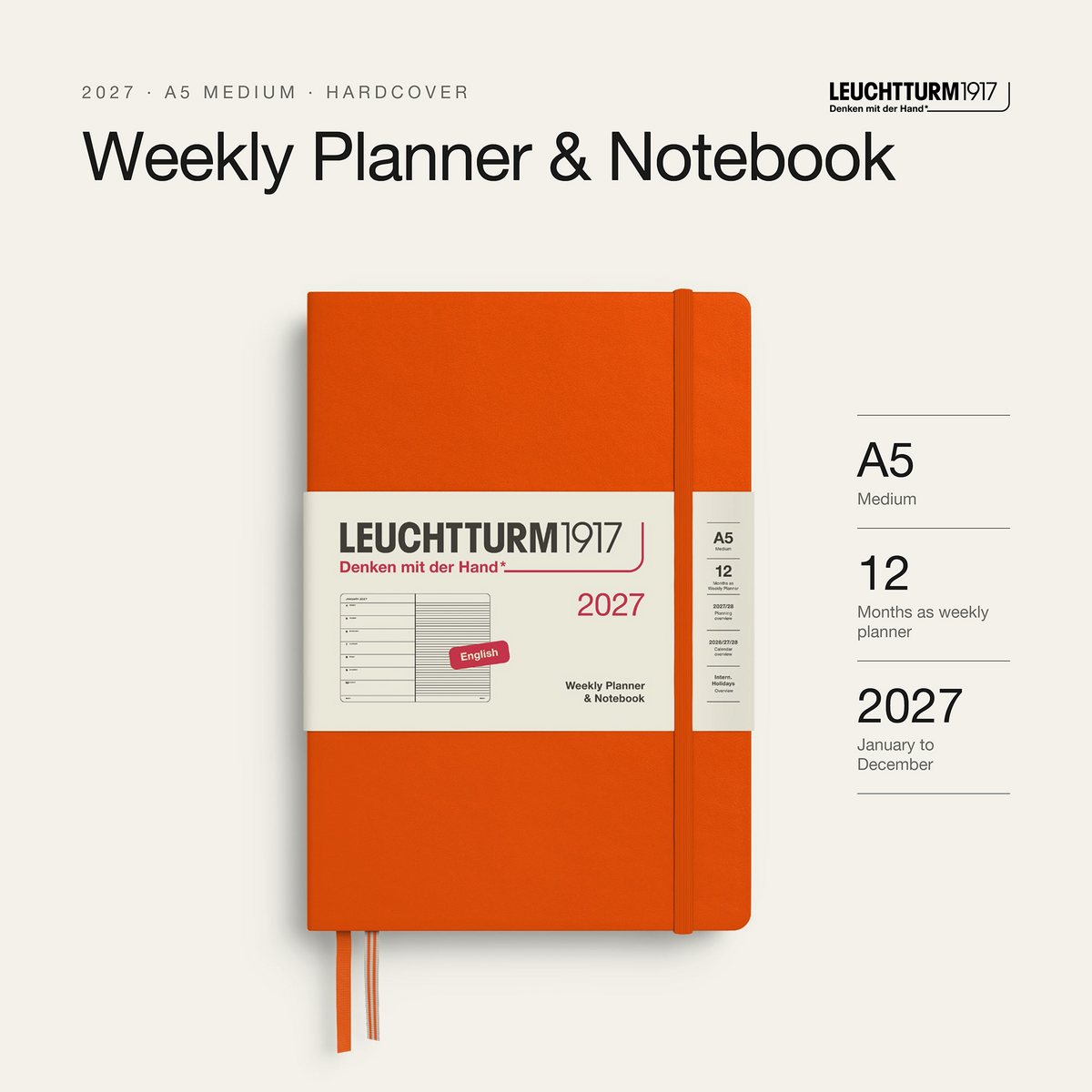 Leuchtturm1917 2027 A5 Hardcover Weekly Planner