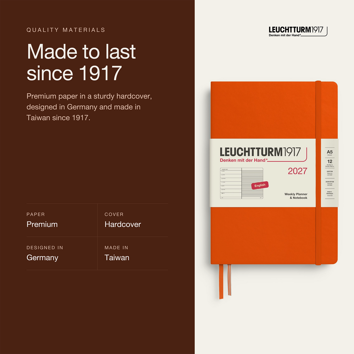 Leuchtturm1917 2027 A5 Hardcover Weekly Planner