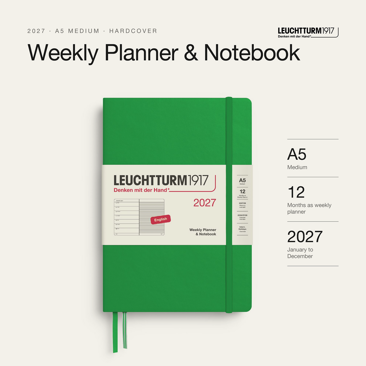 Leuchtturm1917 2027 A5 Hardcover Weekly Planner