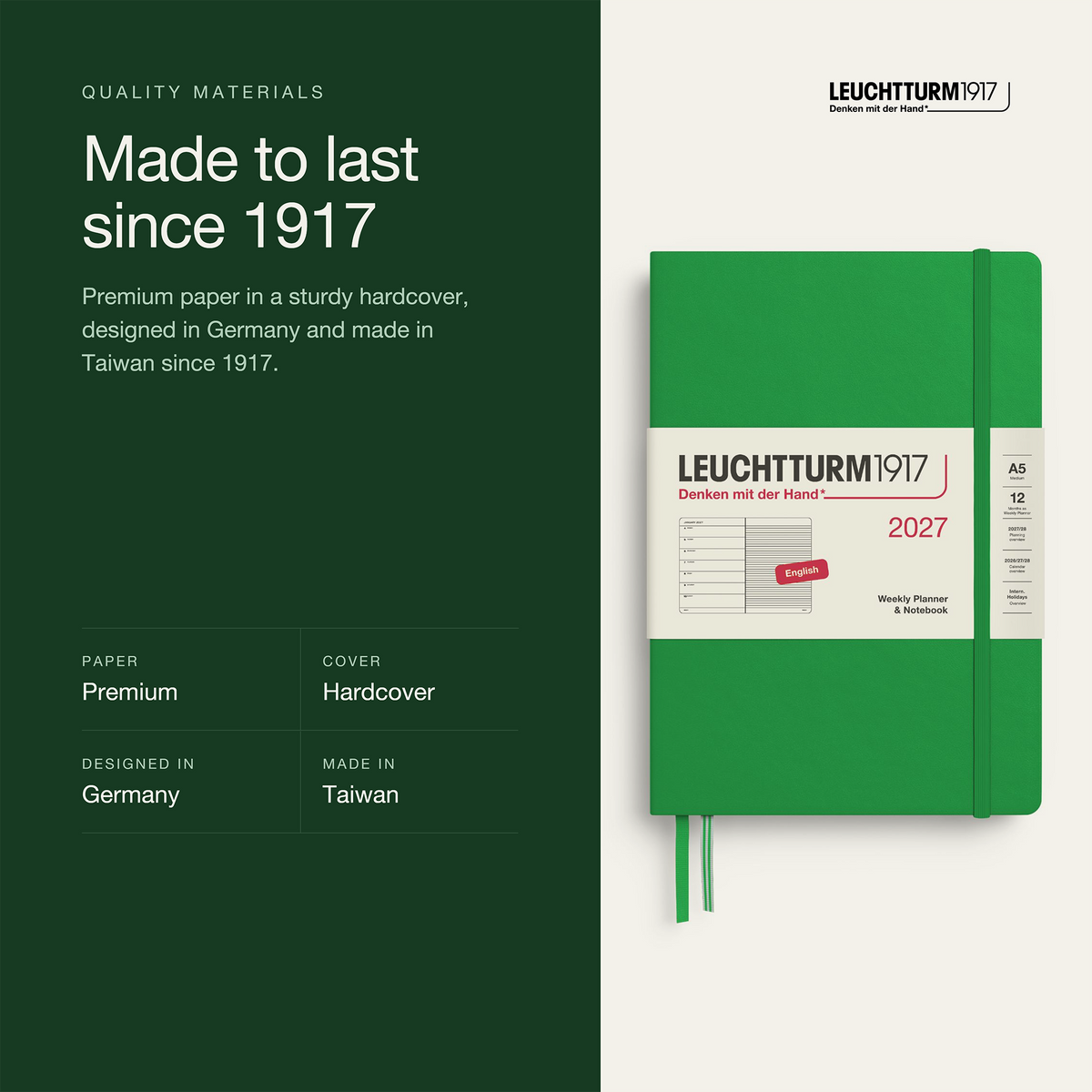 Leuchtturm1917 2027 A5 Hardcover Weekly Planner