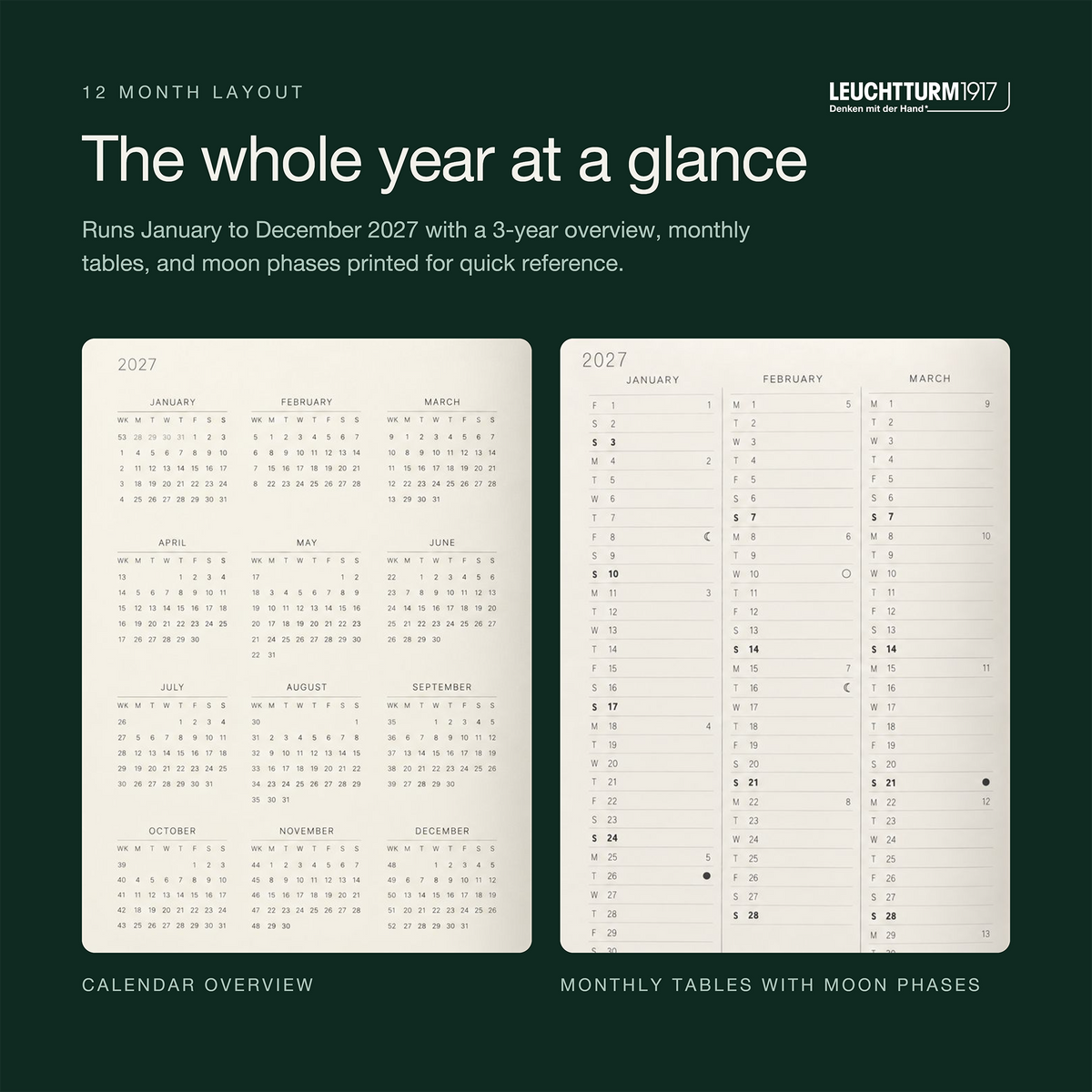 Leuchtturm1917 2027 Weekly Planner  & Notebook A5 - Forest Green