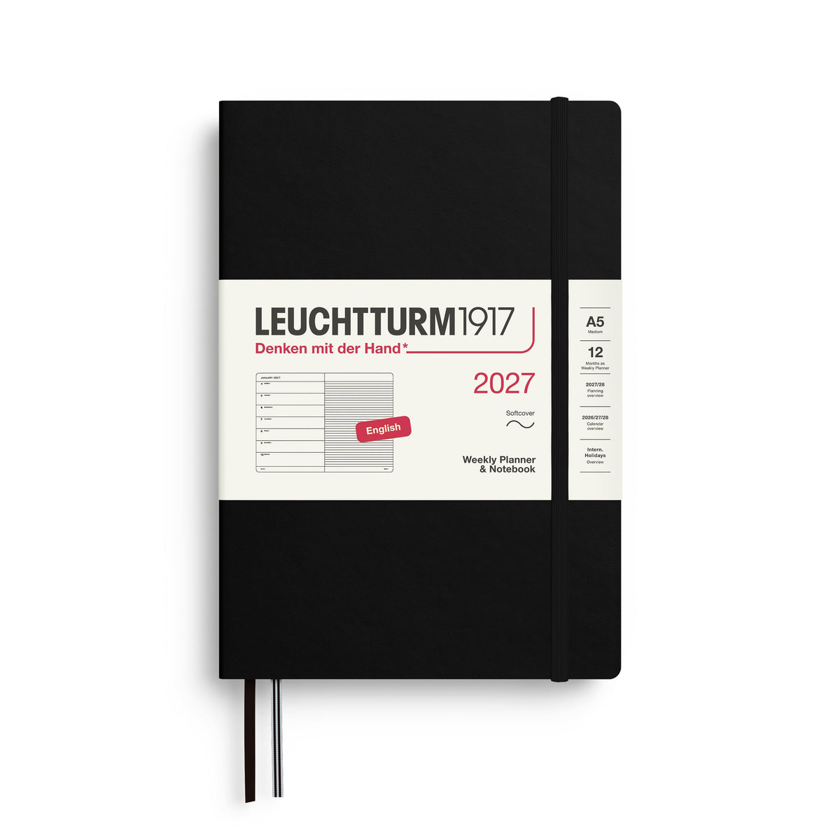 Leuchtturm1917 2027 Weekly Planner A5 Softcover - Black