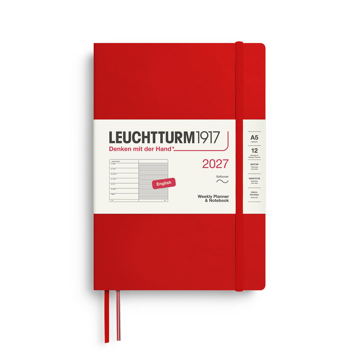 Leuchtturm1917 2027 Weekly Planner A5 Softcover - Cherry