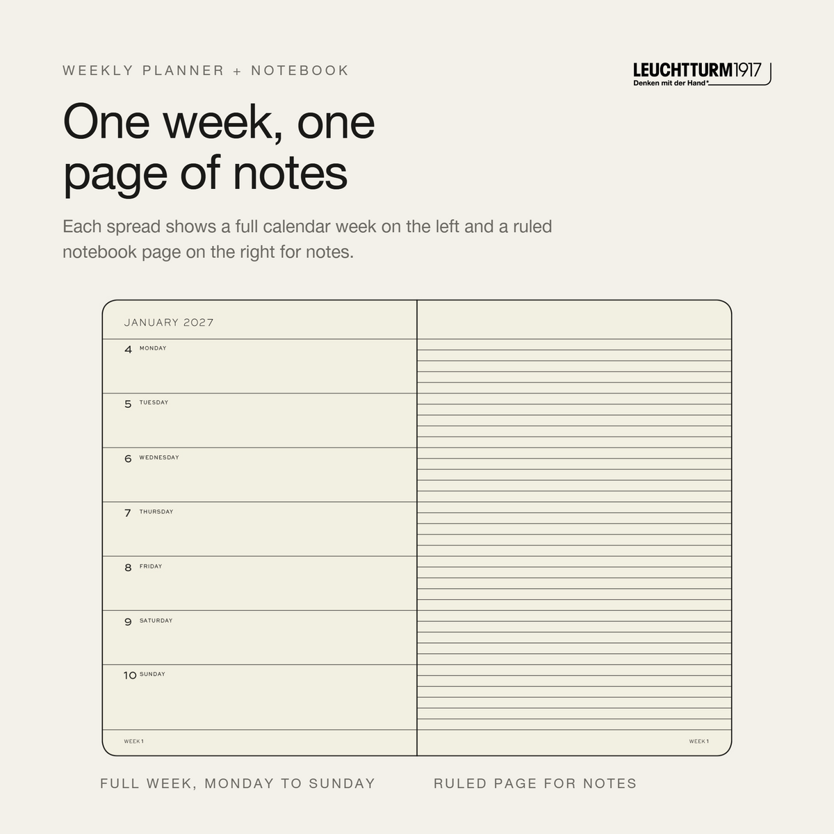 Leuchtturm1917 2027 A5 Softcover Weekly Planner