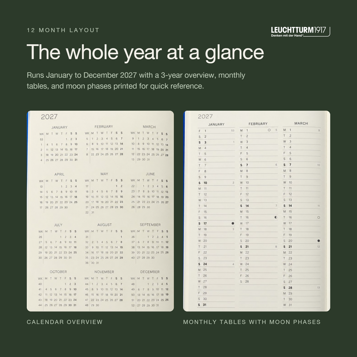 Leuchtturm1917 2027 Weekly Planner & Notebook Softcover (B6+) - Sage