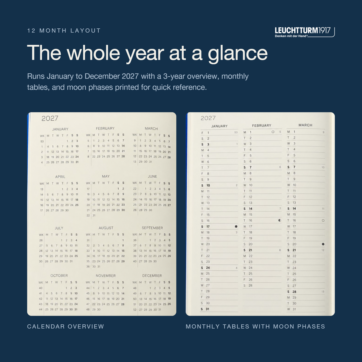 Leuchtturm1917 2027 Weekly Planner & Notebook Softcover (B6+) - Indigo