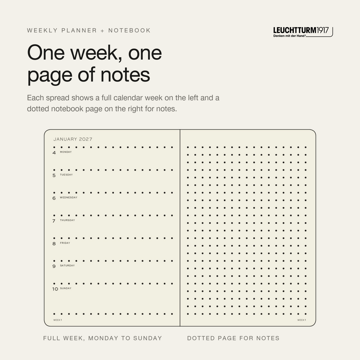 Leuchtturm1917 2027 Black Weekly Planner