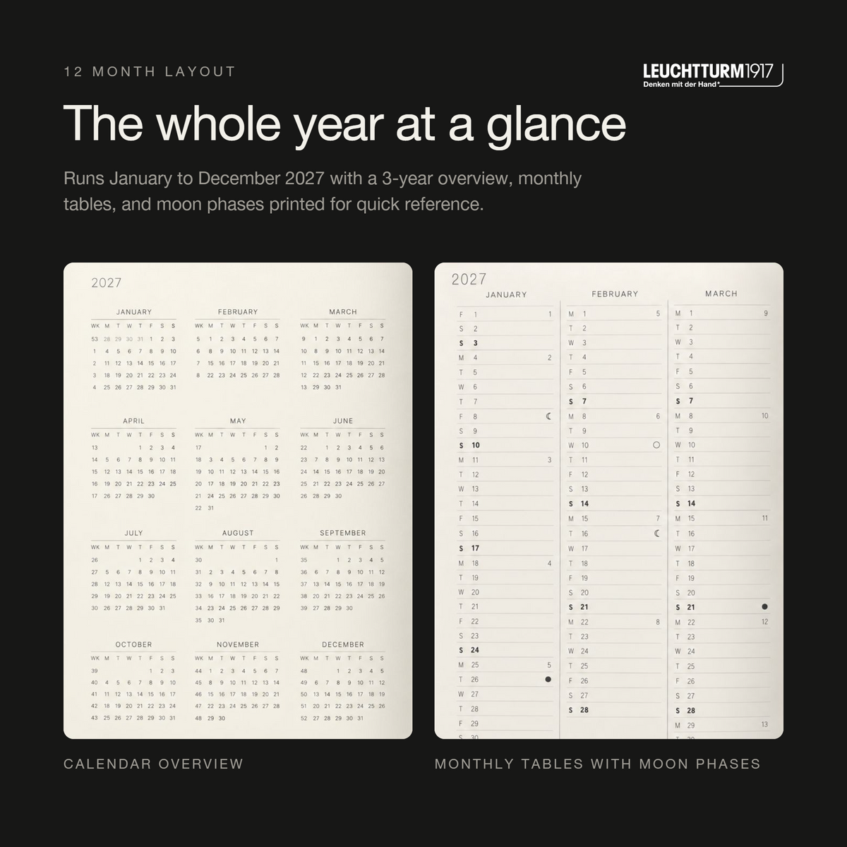Leuchtturm1917 2027 Black Weekly Planner