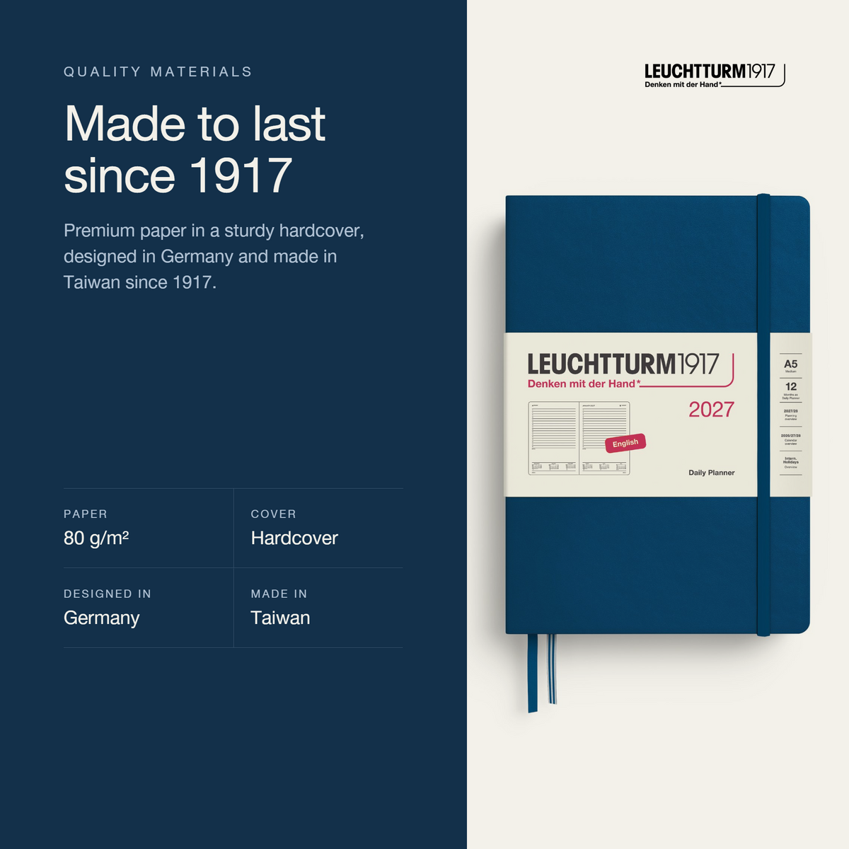 Leuchtturm1917 2027 Daily Planner A5 - Indigo