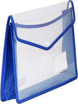 Worldone Flexi Document Case Button Folder Transparent Blue - Pack of 2