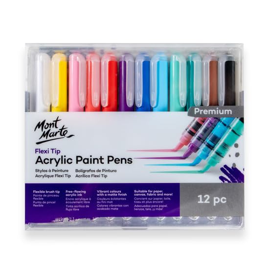 Mont Marte Flexi Tip Acrylic Paint Pens Premium - 12pc