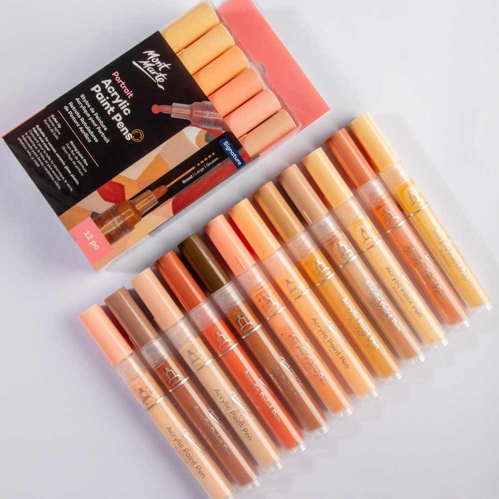 Mont Marte Portrait Acrylic Paint Pens  Broad Signature-12pc