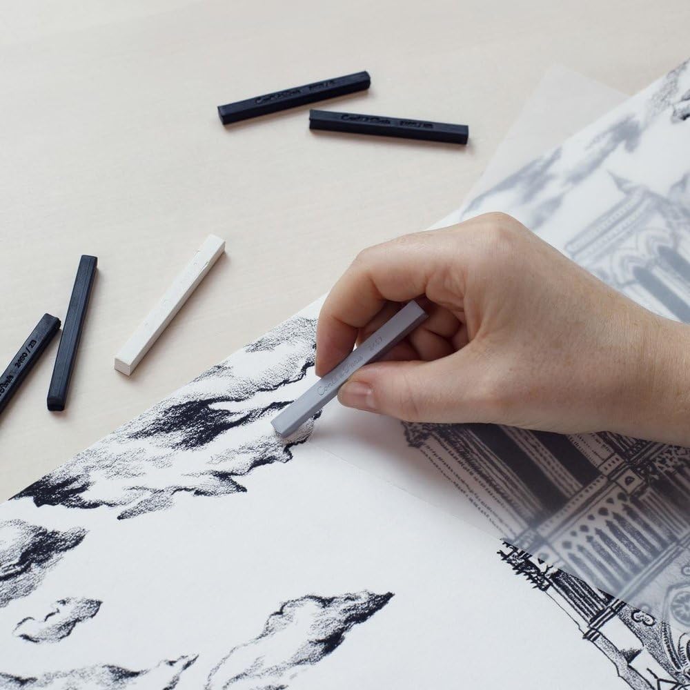 Conte a Paris Sketching Carrés Crayons Set, White HB- Pack of 12