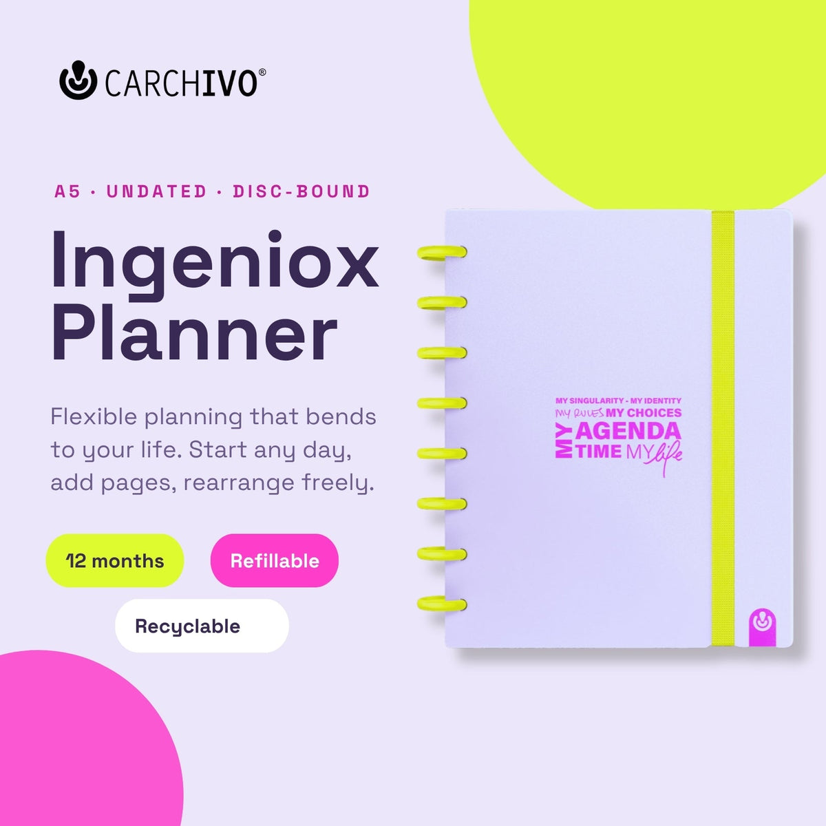 Carchivo Ingeniox Neon Pastel Undated Planner