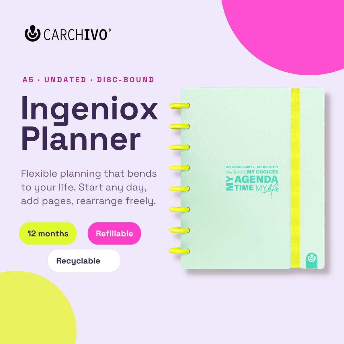 Carchivo Ingeniox Neon Pastel Undated Planner