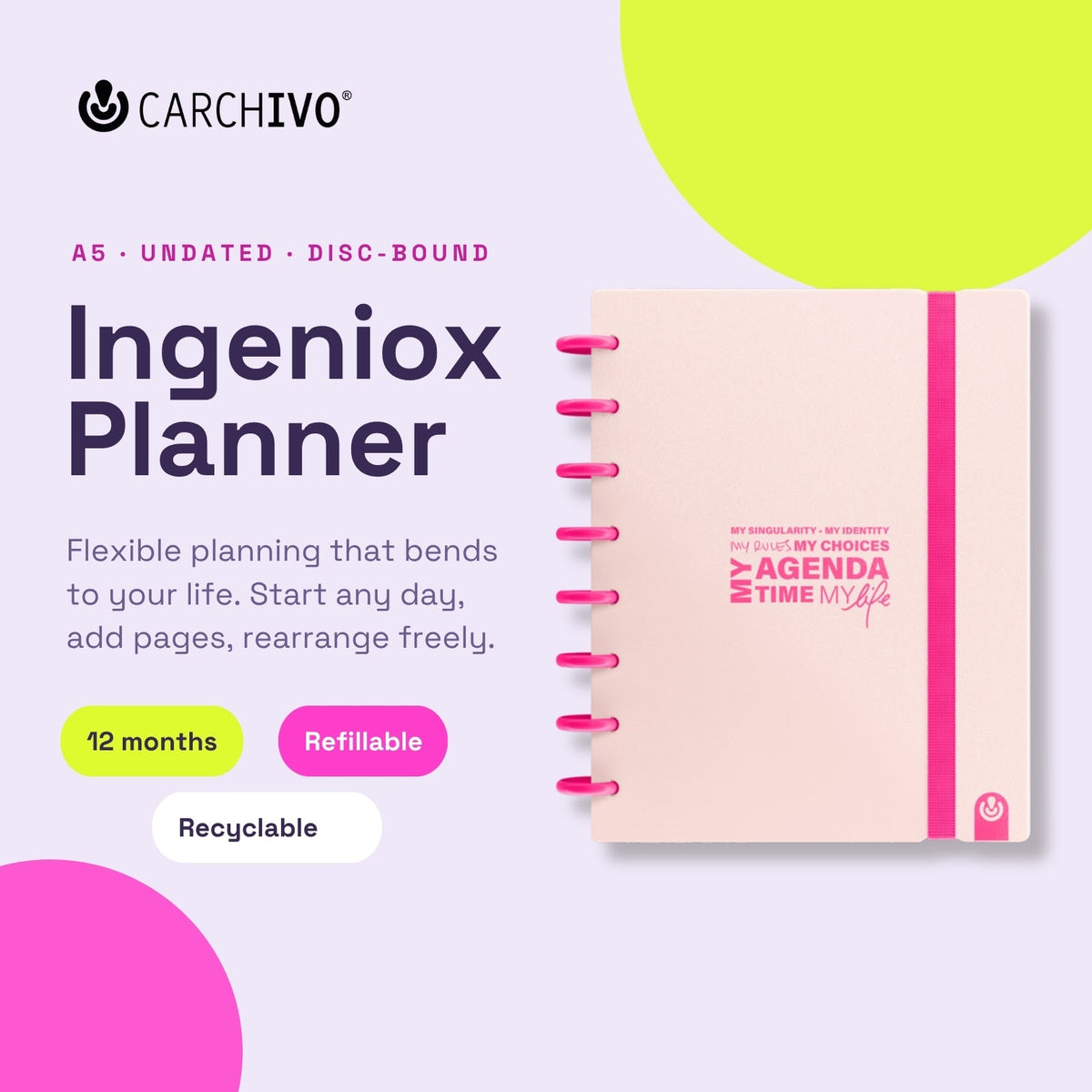 Carchivo Ingeniox Neon Pastel Undated Planner
