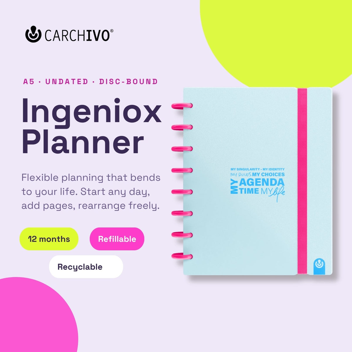 Carchivo Ingeniox Neon Pastel Undated Planner