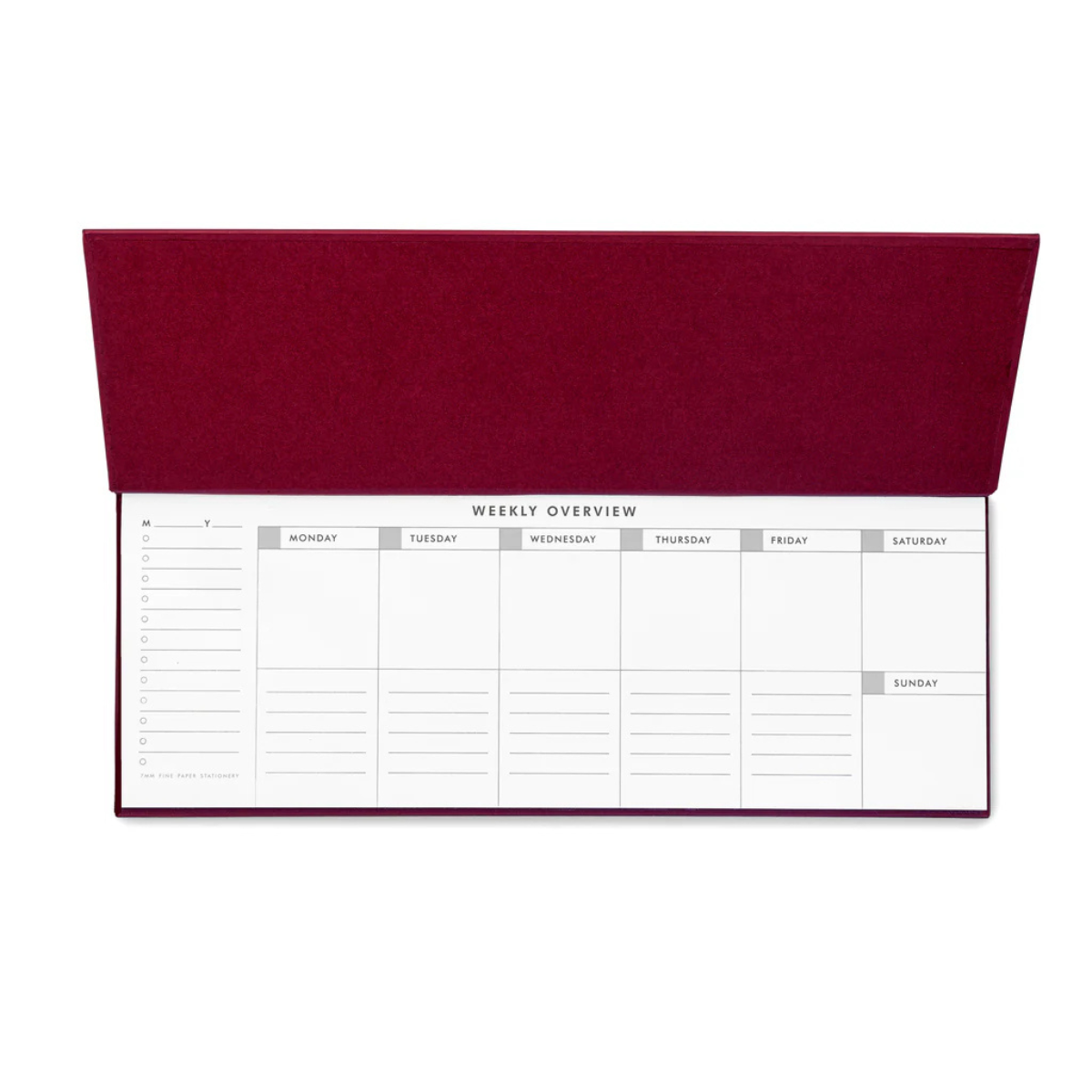 7 mm Burgundy Weekly Desk Planner