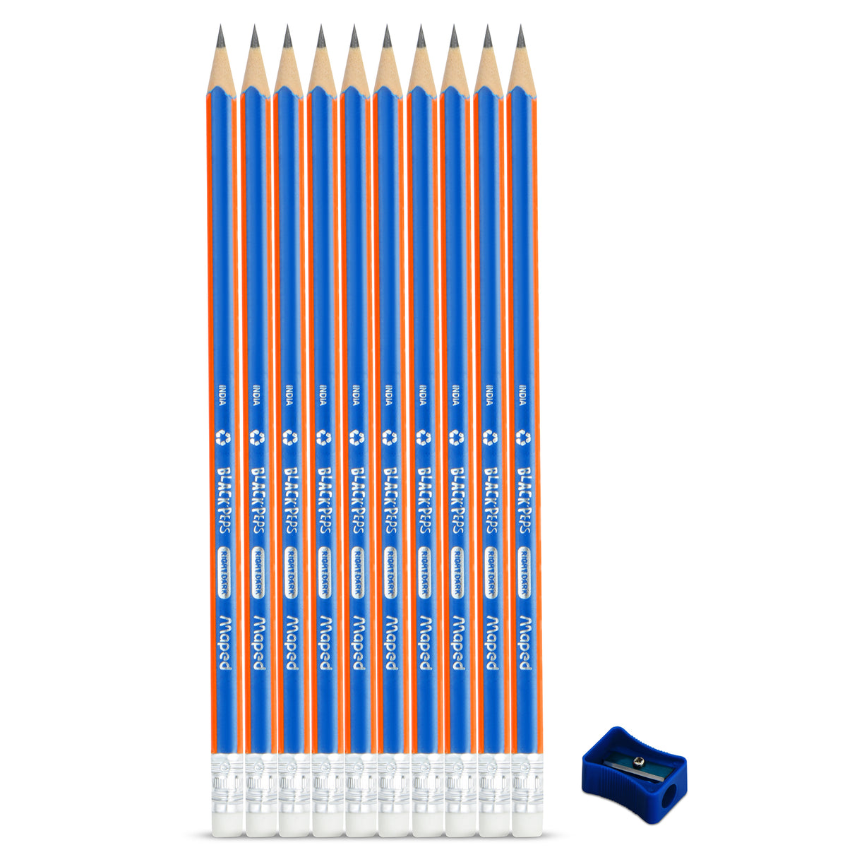 Maped Black Peps Right Dark Graphite Pencils- Pack of 10