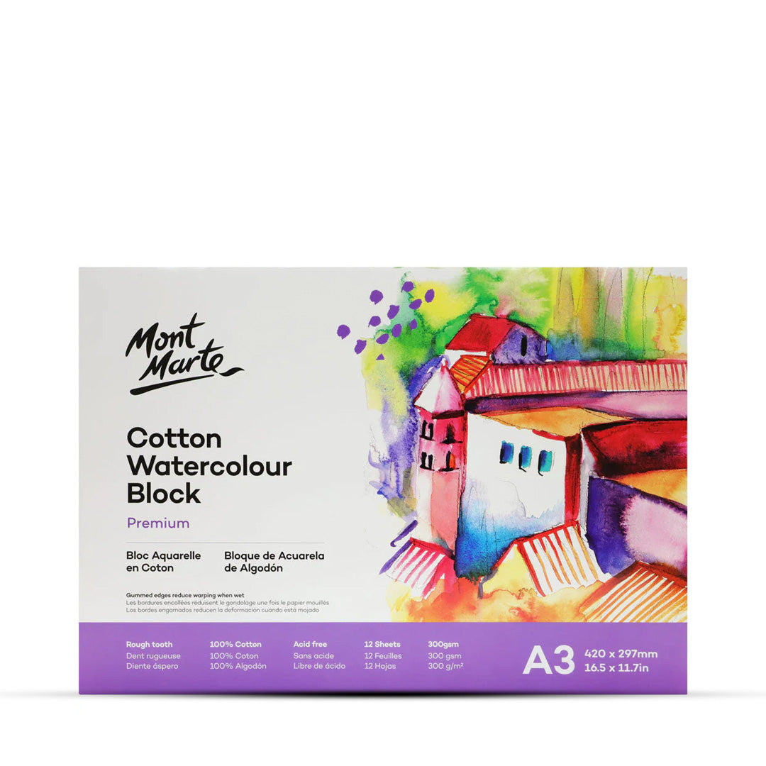 Mont Marte Cotton Watercolour Paper Block Premium