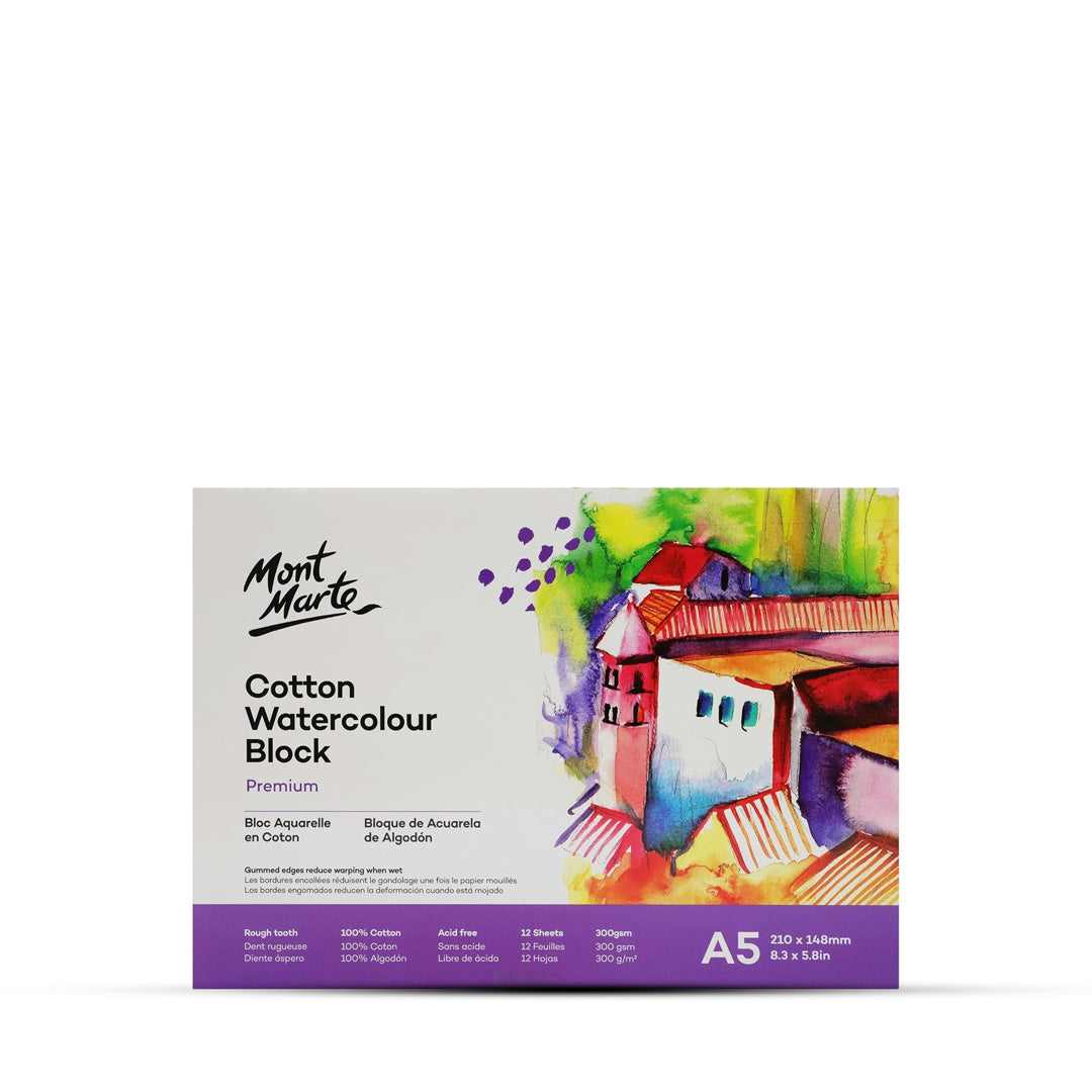 Mont Marte Cotton Watercolour Paper Block Premium