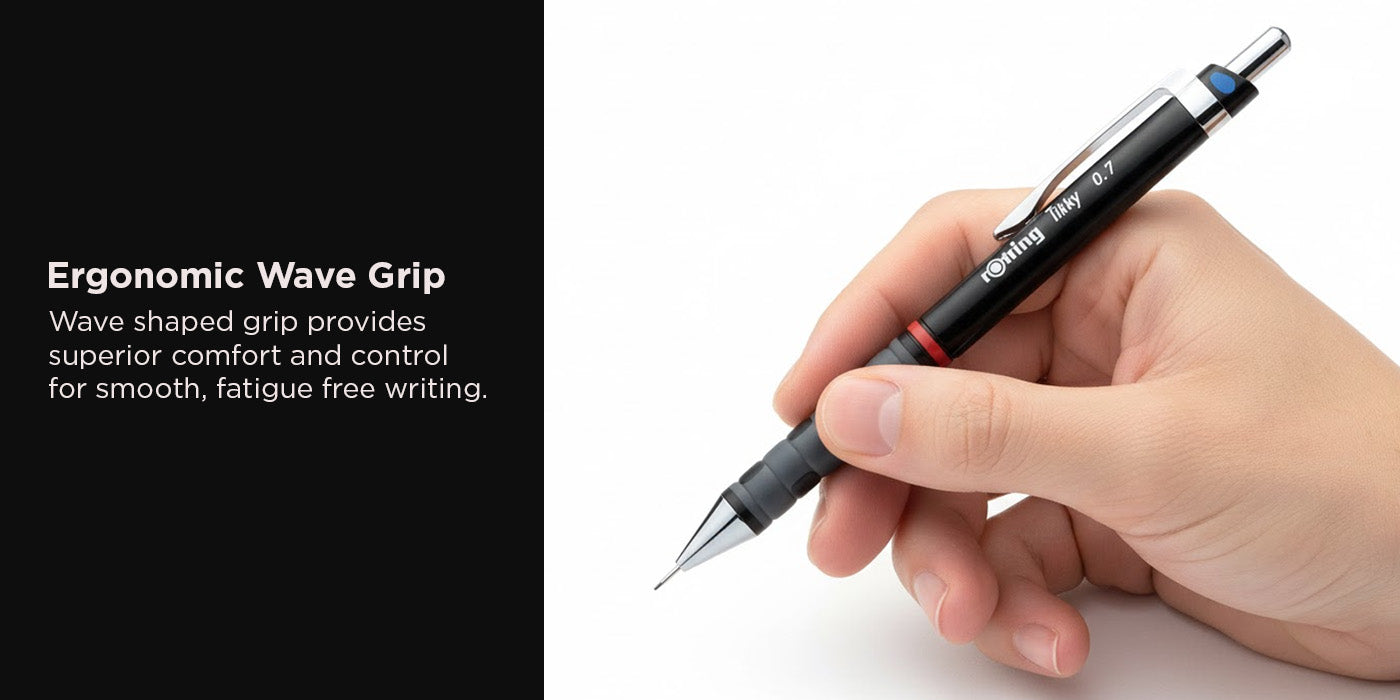 Rotring Tikky Black Barrel 0.5 & 0.7mm Mechanical Pencil, Spare Leads and Eraser