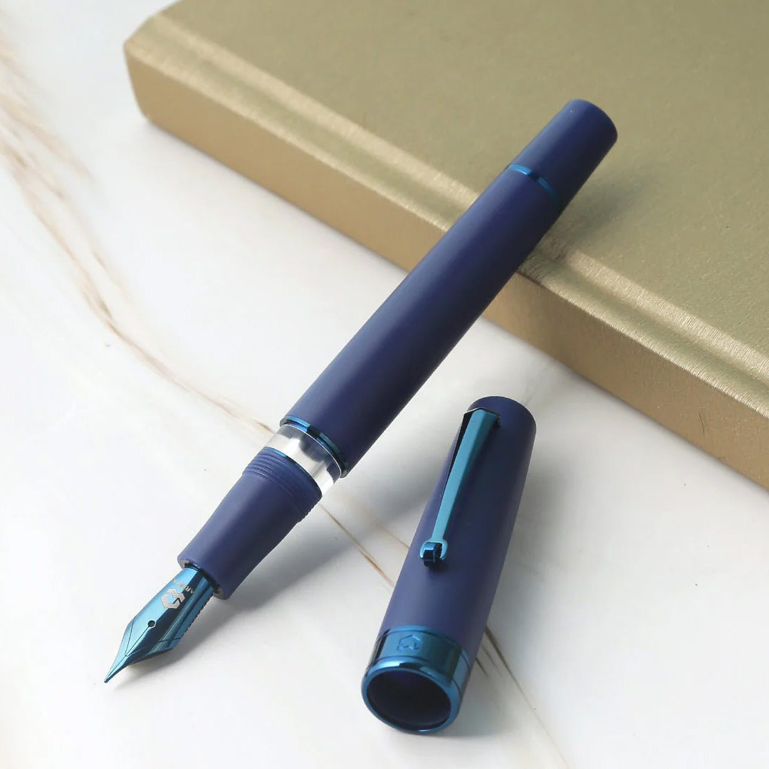 Arista One Classic Blue Pvd Plated Fountain Ink Pen Set