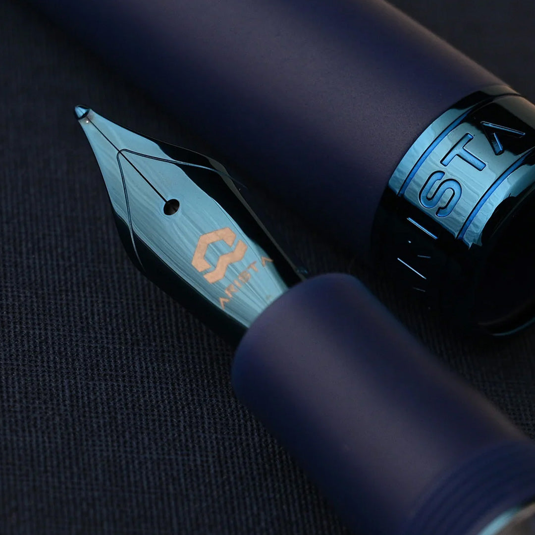 Arista One Classic Blue Pvd Plated Fountain Ink Pen Set