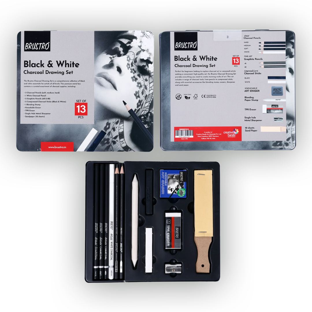 Brustro Black & White Charcoal Drawing Set