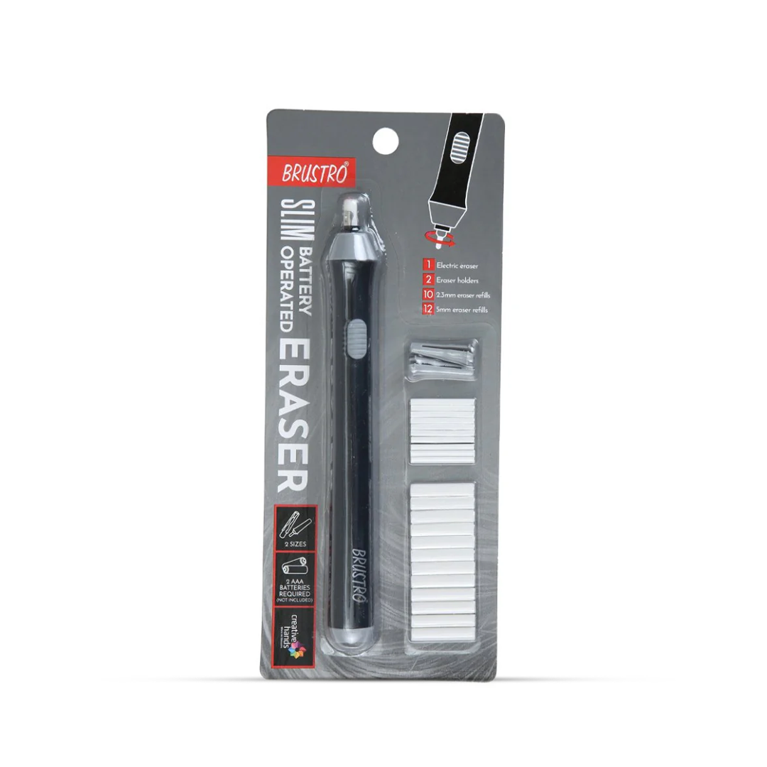 Brustro Slim Battery Operated Automatic Eraser, with 22 Refills and 2 Eraser Holders