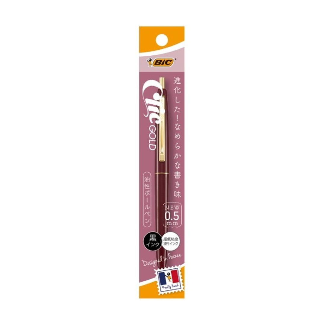 Bic Ballpoint Pen 0.5mm Click Gold Black Ink  Poly Package